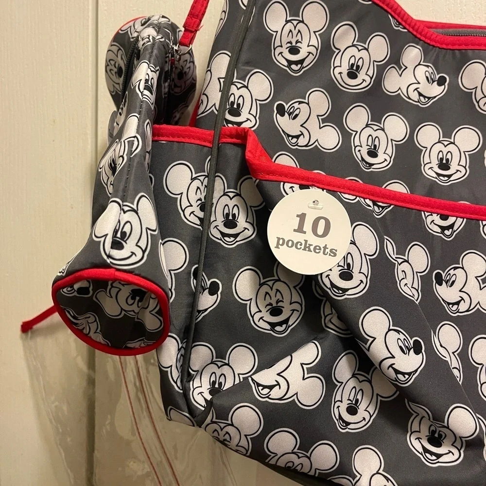 Disney Mickey Toss Print Satchel Wet Pack Changing Pad Pacifier& Bottle Holder